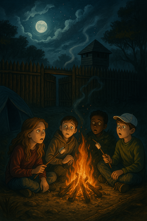 Campfire near the Roanoke fort