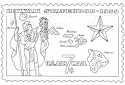 Hawaii Postage Stamp Coloring Page