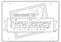 Welcome to New Jersey Highway Sign Coloring Page