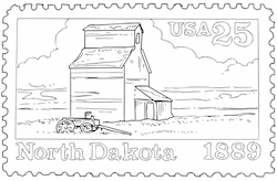 North Dakota Postage Stamp Coloring