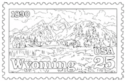 Wyoming Postage Stamp Coloring