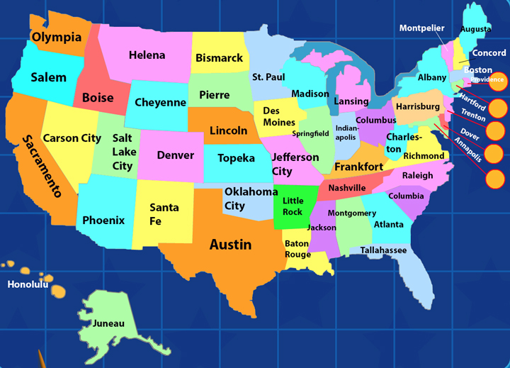 United States Map with Capitals